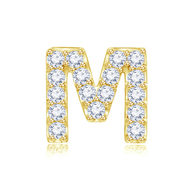 14K 黃色黃金天然鑽石鑲嵌單隻耳環