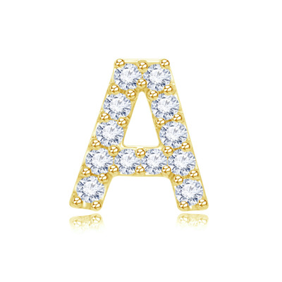 14K 黃色黃金天然鑽石鑲嵌單隻耳環