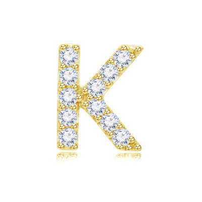 14K 黃色黃金天然鑽石鑲嵌單隻耳環