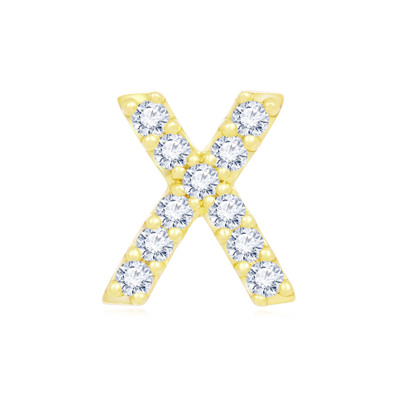 14K 黃色黃金天然鑽石鑲嵌單隻耳環