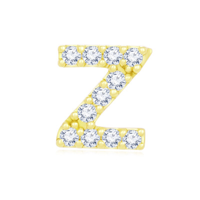 14K 黃色黃金天然鑽石鑲嵌單隻耳環