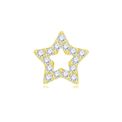 14K 黃色黃金天然鑽石鑲嵌單隻耳環