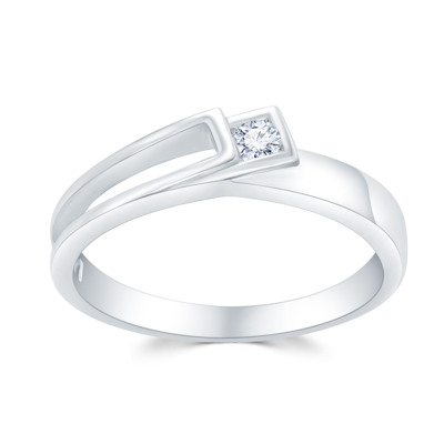 18K白色黃金 鑽石戒指-比翼 (男裝戒指)