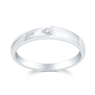 18K白色黃金 鑽石戒指 (男裝戒指/結婚戒指)