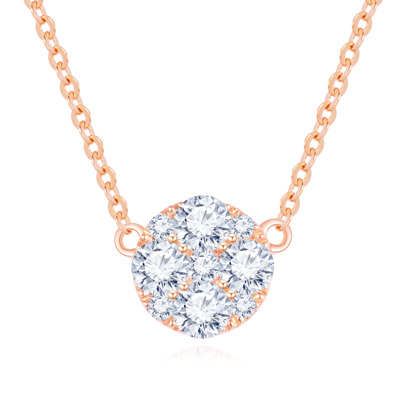 18K 紅色黃金天然鑽石鑲嵌頸鍊