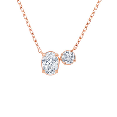  18K 紅色黃金天然鑽石鑲嵌頸鍊