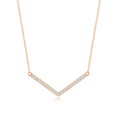 18K 紅色黃金天然鑽石鑲嵌頸鍊