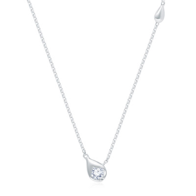 18K 白色黃金天然鑽石鑲嵌頸鍊