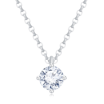 18K 白色黃金天然鑽石鑲嵌頸鍊