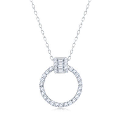 18K 白色黃金天然鑽石鑲嵌頸鍊