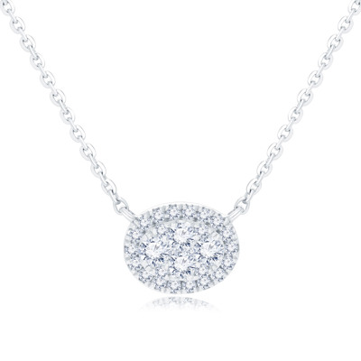 18K 白色黃金天然鑽石鑲嵌頸鍊