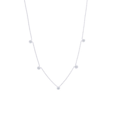  14K 白色黃金天然鑽石鑲嵌頸鍊