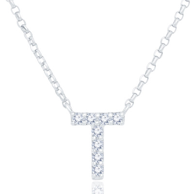 14K 白色黃金天然鑽石鑲嵌頸鍊