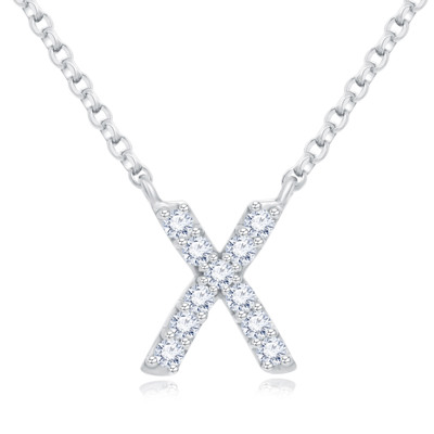 14K 白色黃金天然鑽石鑲嵌頸鍊