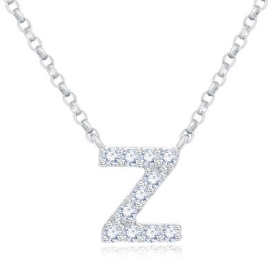 14K 白色黃金天然鑽石鑲嵌頸鍊