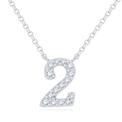 14K 白色黃金天然鑽石鑲嵌頸鍊