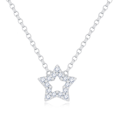 14K 白色黃金天然鑽石鑲嵌頸鍊