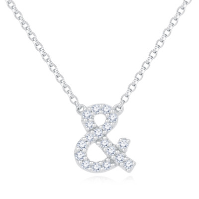 14K 白色黃金天然鑽石鑲嵌頸鍊