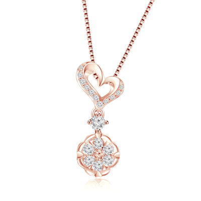 18K 紅色黃金天然鑽石鑲嵌吊墜