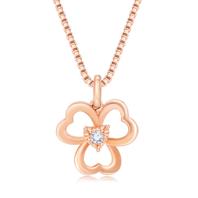 18K 紅色黃金天然鑽石鑲嵌吊墜