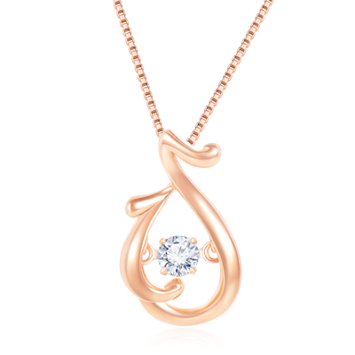 18K 紅色黃金天然鑽石鑲嵌吊墜