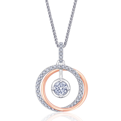 18K Rose and White Color Gold Natural Diamond Pendant