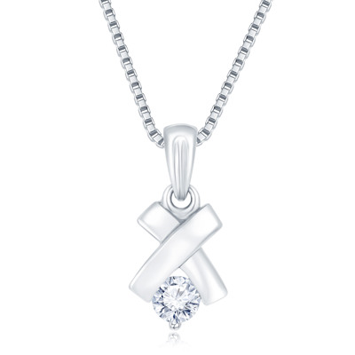 18K 白色黃金天然鑽石鑲嵌吊墜