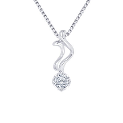  18K 白色黃金天然鑽石鑲嵌吊墜