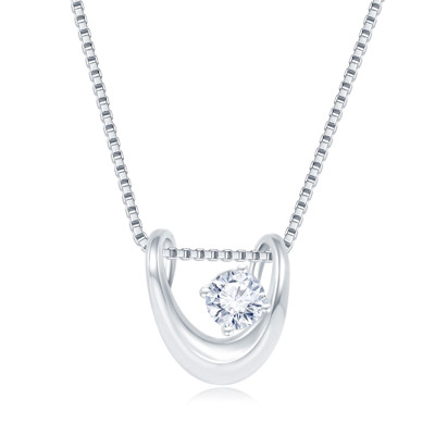 18K 白色黃金天然鑽石鑲嵌吊墜