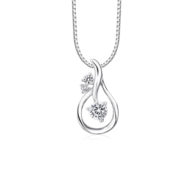  18K 白色黃金天然鑽石鑲嵌吊墜