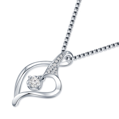 18K 白色黃金天然鑽石鑲嵌吊墜