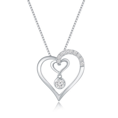 18K 白色黃金天然鑽石鑲嵌吊墜