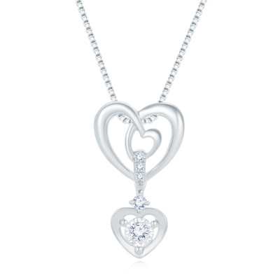 18K 白色黃金天然鑽石鑲嵌吊墜