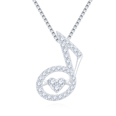 18K 白色黃金天然鑽石鑲嵌吊墜