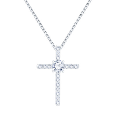  18K 白色黃金天然鑽石鑲嵌吊墜