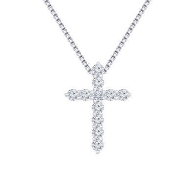  18K 白色黃金天然鑽石鑲嵌吊墜