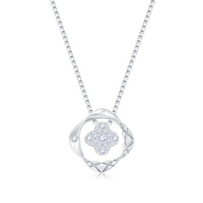  18K 白色黃金天然鑽石吊墜