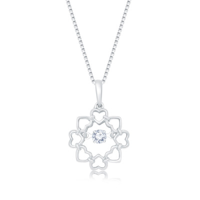 18K 白色黃金天然鑽石吊墜