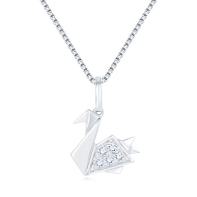 18K 白色黃金天然鑽石鑲嵌吊墜