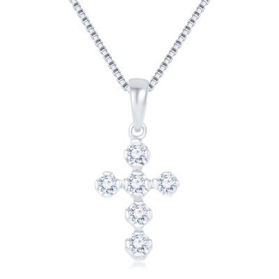 18K 白色黃金天然鑽石鑲嵌吊墜