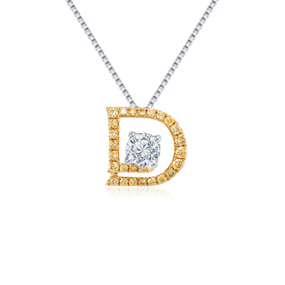  18K 黃白色黃金鑽石 / 有色鑽石吊墜