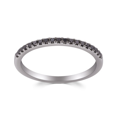 18K 黃金鍍黑天然鑽石鑲嵌戒指