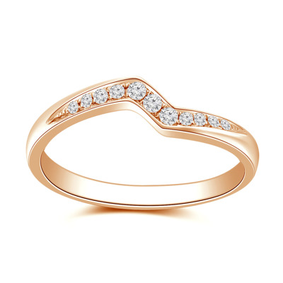 18K 紅色黃金天然鑽石鑲嵌戒指