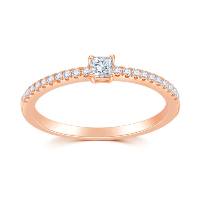 18K Rose Color Gold Natural Diamond Ring