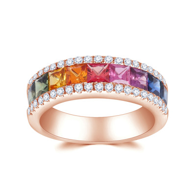 18K 紅色黃金天然鑽石/寶石戒指