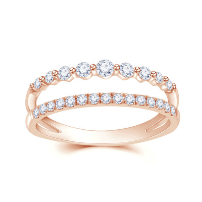 18K 紅色黃金天然鑽石鑲嵌戒指