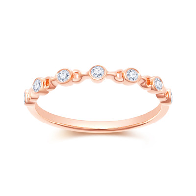 18K 紅色黃金天然鑽石鑲嵌戒指