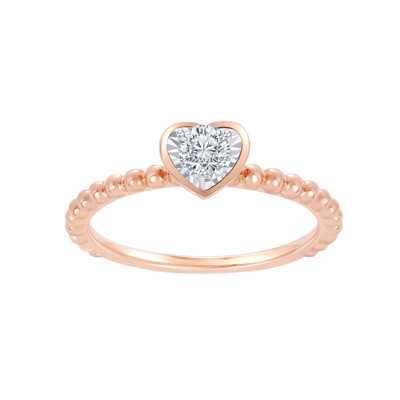  18K 紅色黃金天然鑽石鑲嵌戒指