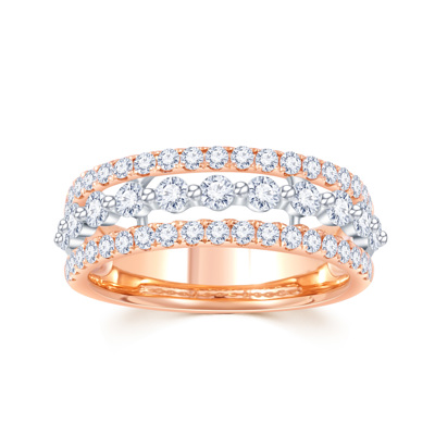 18K 紅白色黃金天然鑽石鑲嵌戒指