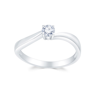 18K 白色黃金天然鑽石鑲嵌戒指